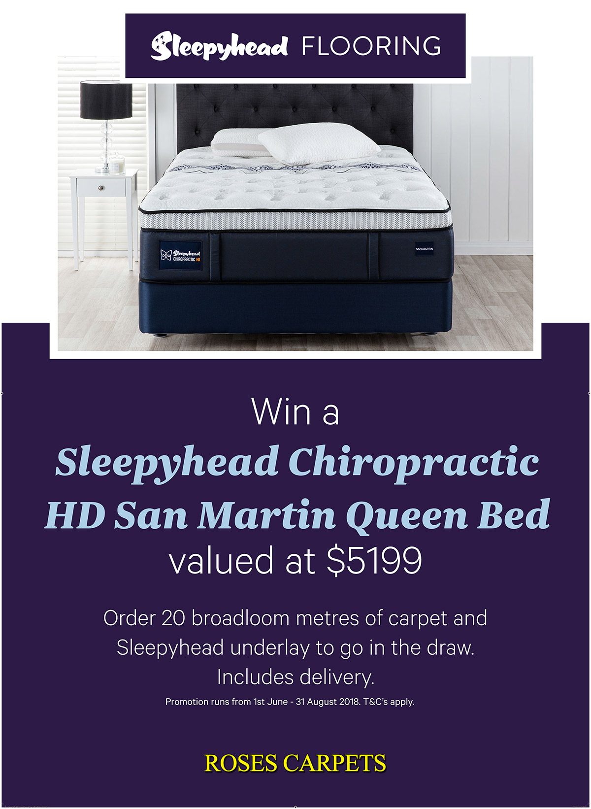 Win a sleepyhead chiropractic bed when ordering from Roses